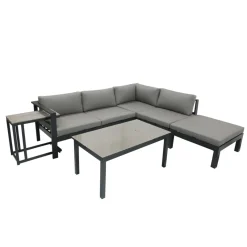 Garden Pleasure Lounge-Eckgruppe MIRANDA, 5-tlg. Alu / Olefin / Nonwood, grau^ Online