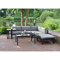 Garden Pleasure Lounge-Eckgruppe MIRANDA, 5-tlg. Alu / Olefin / Nonwood, grau^ Online