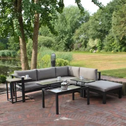 Garden Pleasure Lounge-Eckgruppe MIRANDA, 5-tlg. Alu / Olefin / Nonwood, grau^ Online