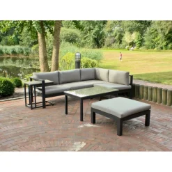 Garden Pleasure Lounge-Eckgruppe MIRANDA, 5-tlg. Alu / Olefin / Nonwood, grau^ Online