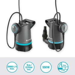 Gardena Klarwasser-Tauchpumpe 20000 BASIC 20.000 l/h mit Schwimmschalter