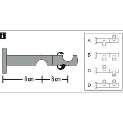Doppel-Kombiträger Chicago offen für Durchmesser 20 mm 8/6 cm weiß*Gardinia Discount