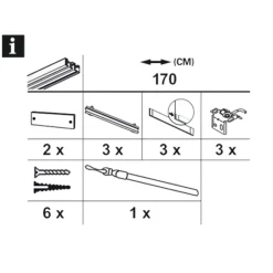 Flächenvorhangschiene 3-läufig 170 cm Aluminium^Gardinia