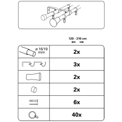 Gardinenstange 120/210 cm edelstahl-optik*Gardinia Hot