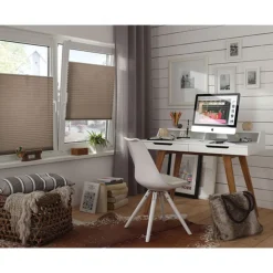 Plissee EasyFix mit 2 Bedienschienen 60 x 130 cm taupe*Gardinia Best