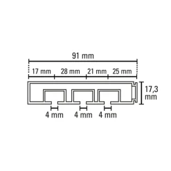 Vorhangschiene GE3 150 cm mit Profil für Blendenbefestigung weiß*Gardinia Best