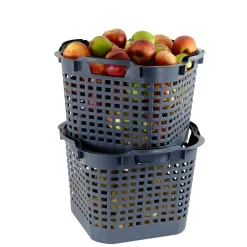 GreenLife Uni-Korb 25 kg, 3 Stück, drehstapelbar, grau