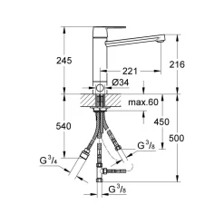 Grohe Einhand-Spültischbatterie Get Auslauf mittelhoch integrierte Vorabsperrung
