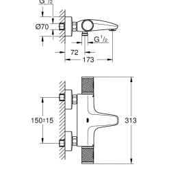 Wannenbatterie Precision Feel chrom 31,3 cm^Grohe Outlet