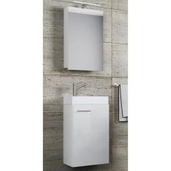 VCM Gäste-Waschplatz Slito mit Spiegelschrank weiß