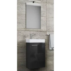 VCM Gäste-Waschplatz Slito mit Spiegel inkl Beleuchtung schwarz