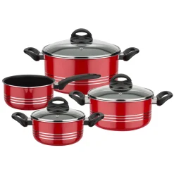 Kochtopf-Set Milano Color 4-tlg. rot Glasdeckel*GSW Clearance