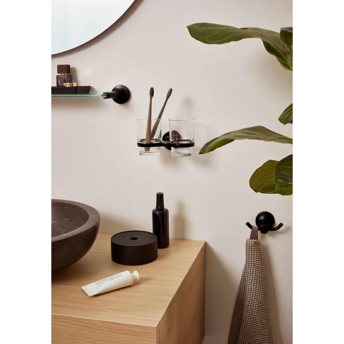 Aspen Becherhalter doppelt Glas schwarz*Haceka Outlet