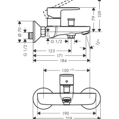 Hansgrohe Einhebel-Wannenmischer Vernis Blend Aufputz chrom