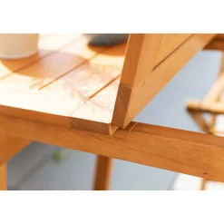 Haveson Balkontisch Rhodos 60-120 x 74 x 60 cm Eukalyptusholz