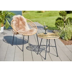 Haveson Beistelltisch Bali schwarz-braun-meliert