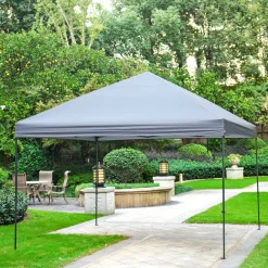 Faltpavillon LxBxH 367 x 366 x 340 cm Farbe grau Stahlrahmen Überzug aus Polyester^Haveson Outlet
