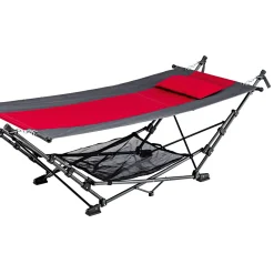 Hängematte Pack-n-Go faltbar 234 x 122 x 10 cm grau/rot*Haveson New