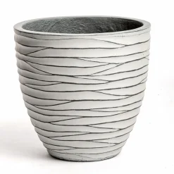 Pflanzgefäß Big Groove rund Durchmesser 40 x 37 cm Light cement*Haveson Hot