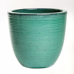 Haveson Pflanztopf Feine Rille türkis glasiert Durchmesser 22 x 22 cm