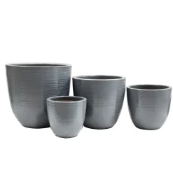 Pflanztopf Feine Rille 22 x 22 cm grau glasiert*Haveson Discount