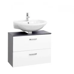 HELD Unterbeckenschrank 70 graphitgrau- Weiß Hochglanz 1Klappe 1Auszug