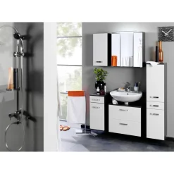 HELD Unterbeckenschrank 70 graphitgrau- Weiß Hochglanz 1Klappe 1Auszug