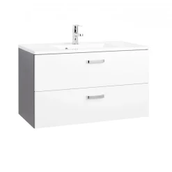 HELD Waschtisch 90 graphitgrau-weiß Hochglanz 2 Auszüge