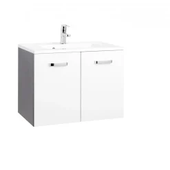 HELD Waschtisch 70 graphitgrau- Weiß Hochglanz 2Türen