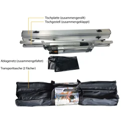 highfeld Klapptisch Campingtisch mit Ablagenetz