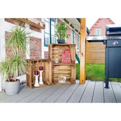 Holzkiste geflammt braun 50 x 40 x 30 cm^ Outlet