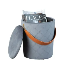 Hocker „Nevis“, Samt hellgrau^Inter Link New