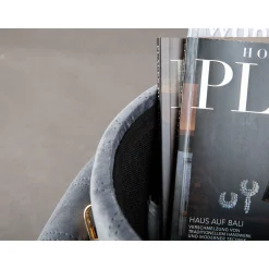 Hocker „Nevis“, Samt hellgrau^Inter Link New