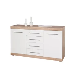 Kommode „Lublin Typ 4“, Eiche Sonoma, weiß, 155x87x40 cm*Inter Link Discount