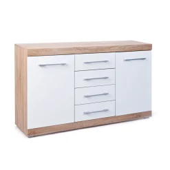 Kommode „Lublin Typ 4“, Eiche Sonoma, weiß, 155x87x40 cm*Inter Link Discount