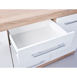 Kommode „Lublin Typ 4“, Eiche Sonoma, weiß, 155x87x40 cm*Inter Link Discount