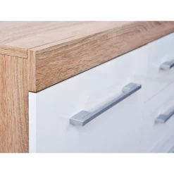 Kommode „Lublin Typ 4“, Eiche Sonoma, weiß, 155x87x40 cm*Inter Link Discount