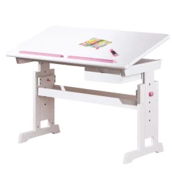 Schreibtisch „Baru“, mit Schublade, rosa weiß, 109x90x55 cm*Inter Link New