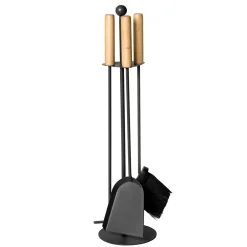 Kaminbesteck mit Holzgriffen^ New