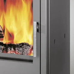 Justus Kaminofen Austin 5 5kW Stahl sw.Kalkstein Cream Anschl. oben 150mm