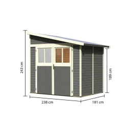 Karibu Blockbohlenhaus Bomlitz 2 terragrau