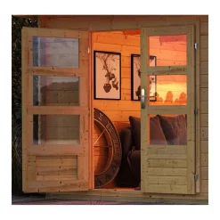 Blockbohlenhaus Emscher 5 297 x 297 cm naturbelassen*Karibu Discount