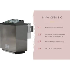 Saunahaus- Set „Mikka“ terragrau mit Ofen 9 kW Bio ext. Steuerung*Karibu New
