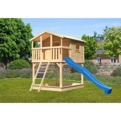 Stelzenhaus Benjamin naturbelassen inkl Rutsche blau*Karibu Best