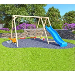 Doppelschaukel Felix mit Klettergerüst und Rutsche^Karibu Clearance