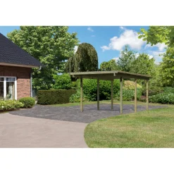 Einzelcarport Eco 1 Variante A ohne Einfahrtsbogen Tiefe 387 cm*Karibu Hot