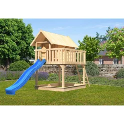 Karibu Fidel und Rutsche naturbelassen Rutsche blau