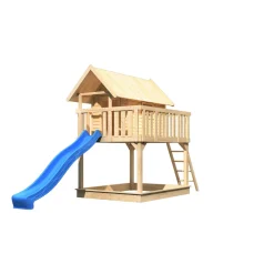 Karibu Fidel und Rutsche naturbelassen Rutsche blau