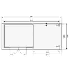 Gartenhaus Askola 4 terragrau mit Anbaudach 2.80m^Karibu Best