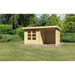Gartenhaus Bastrup mit Schleppdach 200 cm und Seiten-/Rückwand naturbelassen 200 x 202 x 202 cm*Karibu Online